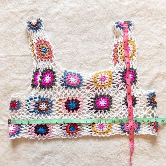 Crochet multicolored top with a square neckline XL XXL - Picture 4 of 6